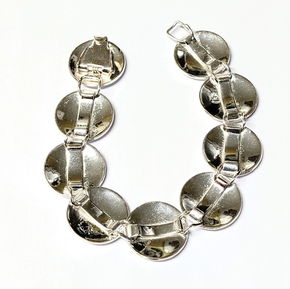 Vintage 70s Silver Mexico Mini Concho Link Bracelet - Picture 5 of 9